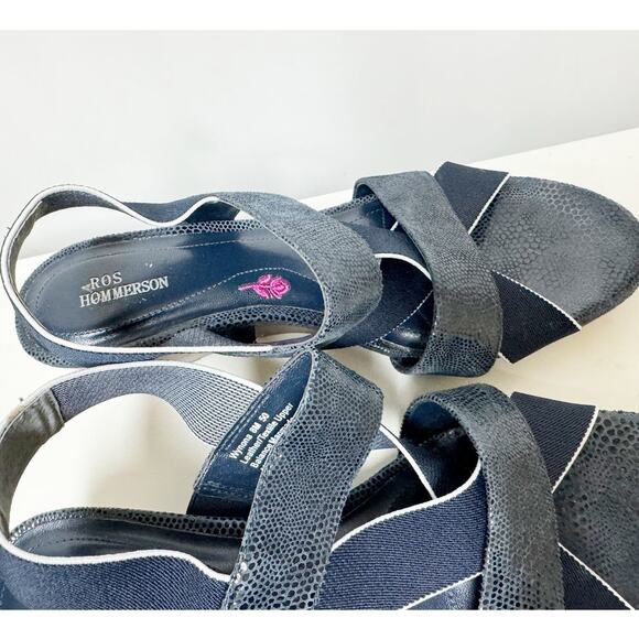 Ros Hommerson Womens Wynona Comfort Navy Blue Strap Wedge Sandals 8 - Picture 4 of 8
